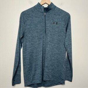 Under Armour‎ Women Half Zip Sweatshirt Small Heather Blue Running Outdoor Gym